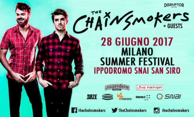 THE CHAINSMOKERS – Al Milano Summer Festival l’unica data europea della band.